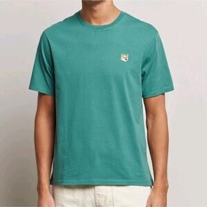 Maison Kitsune Fox Head Patch Regular Tee Shirt Short Sleeve Pine Green Mens M